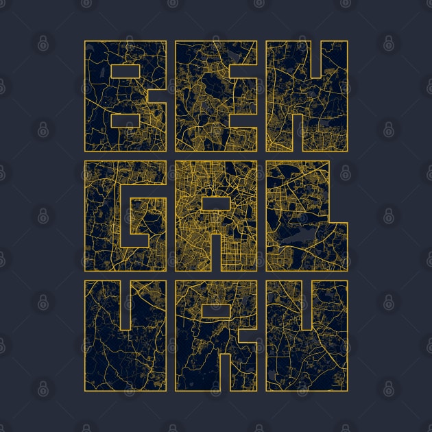 Bengaluru, India City Map Typography - Gold Art Deco by deMAP Studio