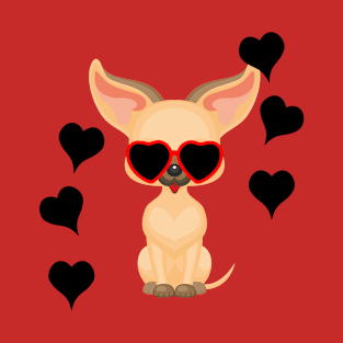 Chihuahua with Hearts for Valentines day T-Shirt