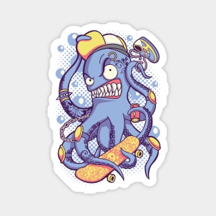 Cute Kwaii Octopus Skateboarding Magnet