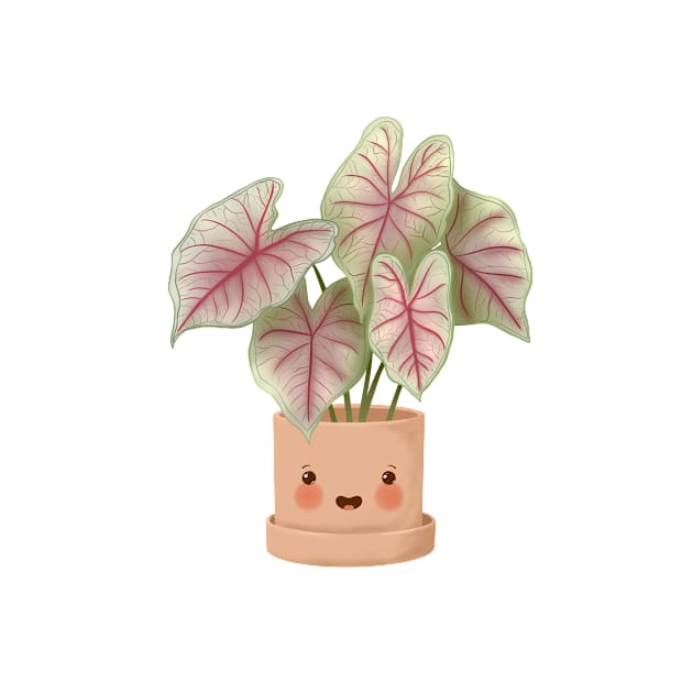 Cute Plant Illustration,Caladium Summer Breeze Illustration by gusstvaraonica