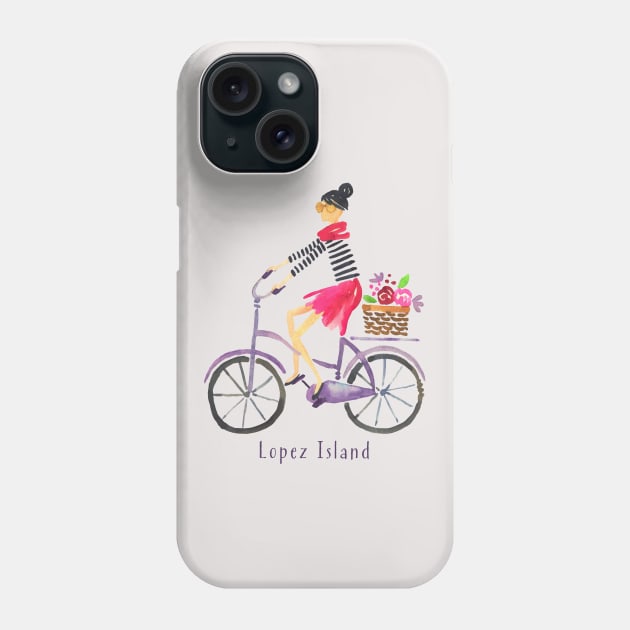 Lopez Island, San Juan Islands, WA Cute Girl on a Bike Phone Case by Pine Hill Goods