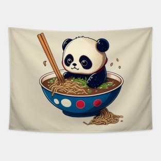 kawaii cute panda eating ramen Tapestry