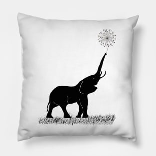 Elefant Holding Dandelion Pillow