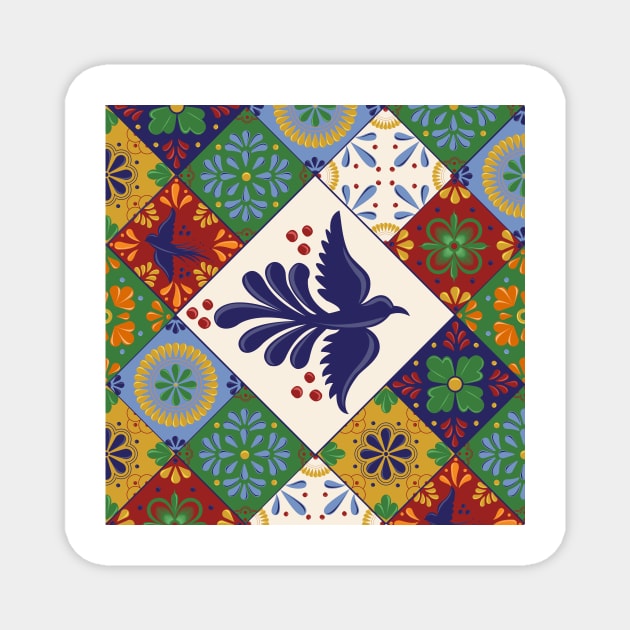 Mexican Talavera Tiles Colorful Pattern Magnet by Akbaly