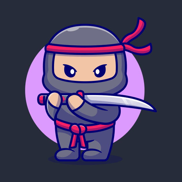 Cute Ninja With Sword Cartoon by Catalyst Labs