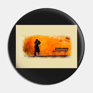 Love Couple in Sunset, Watercolor Pin