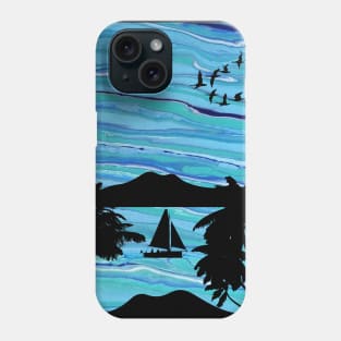 Island Landscape with a Blue Ocean and Palm Trees Phone Case