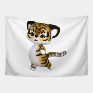 3D rendering of an adorable fur tiger Tapestry