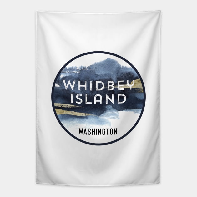 Whidbey Island Washington Watercolor Design Souvenir Tapestry by Pine Hill Goods