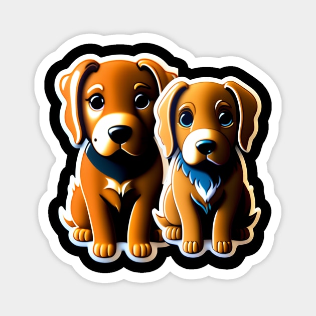 Two Pals: Inseparable Canine Best Friends Magnet by Athena's Mall