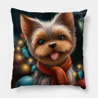 Cute Yorkshire Terrier Drawing Pillow