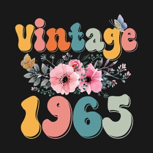 Vintage 1965 Floral Retro Groovy 58th Birthday T-Shirt