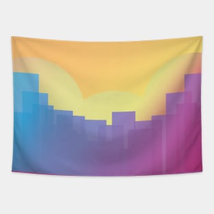 Sunrise in future cyberpunk city Tapestry