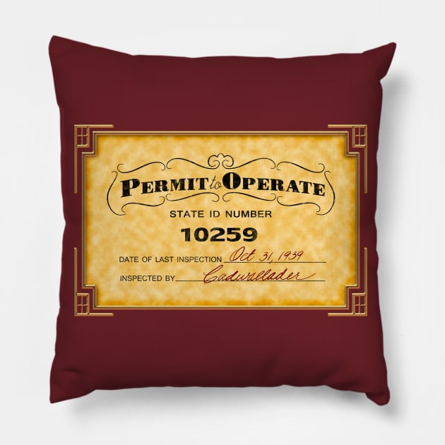 Hollywood Tower Hotel Elevator Permit to Operate Pillow by Sunshone1