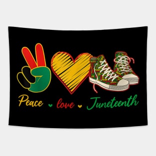 Peace Love Juneteenth 1865 Freedom Day Afro Afro Shoes Tapestry