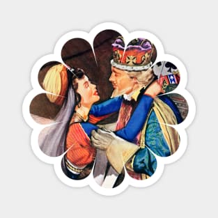 King and Queen Hugging, Very In Love Fantasy Comic Funny Popart Scifi Old Vintage Magnet