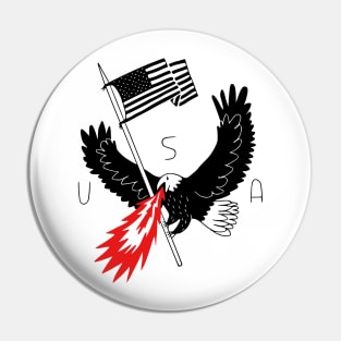 Fire Breathing Bald Eagle Of Patriotism Pin