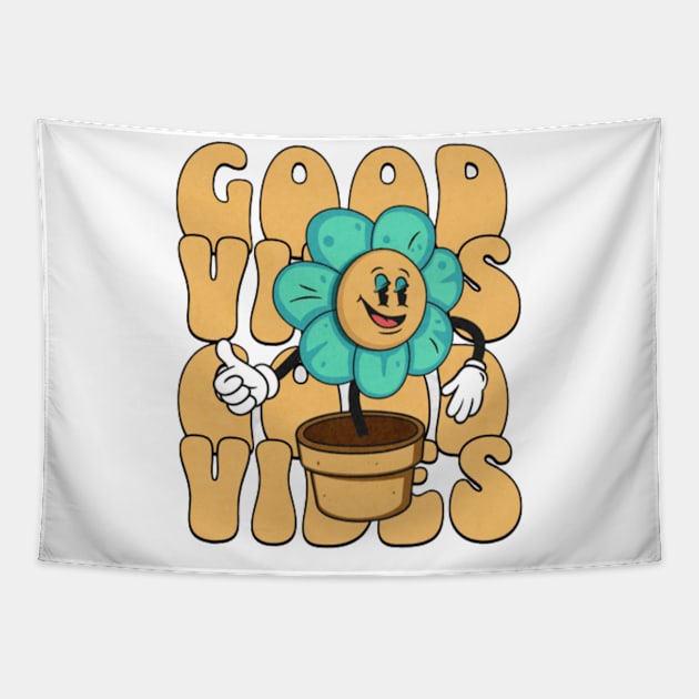 good vibes smily flower Tapestry by YuriArt