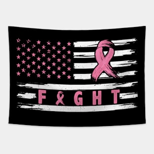 Breast Cancer Awareness American Flag Distressed Tapestry