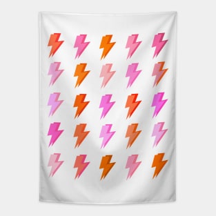 Preppy Pink and Orange Lightning Bolt Pattern Tapestry