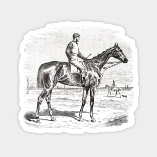 Thoroughbred Racehorse Black & White Illustration Magnet