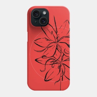 Tropical flower on red circle Phone Case