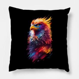 Mythical legendary Phoenix fire bird lots of color lots of red and details gift for fantasy animal lovers Pillow