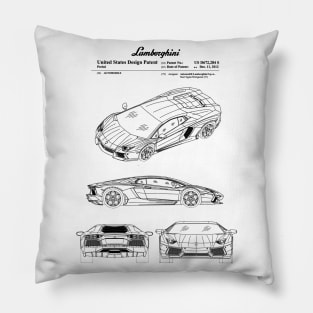 Lamborghini Aventador Patent Black Pillow