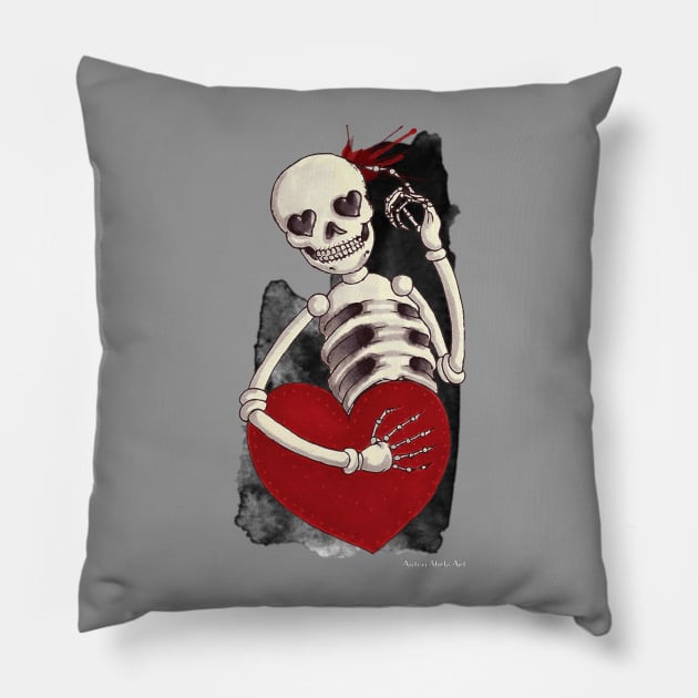 Grimly in Love! Pillow by AntonAbelaArt