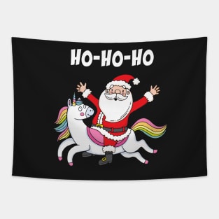 Santa Riding a Unicorn Tapestry