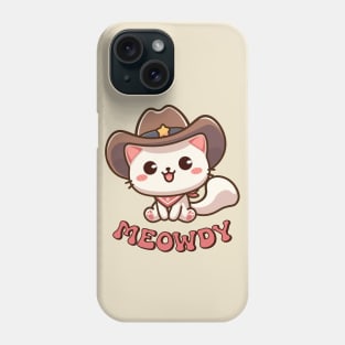 Meowdy Kawaii Cat Wearing a Cowboy Hat Phone Case