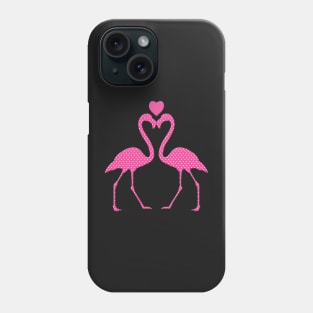 Pink Polka Dot Flamingo With A Heart Phone Case