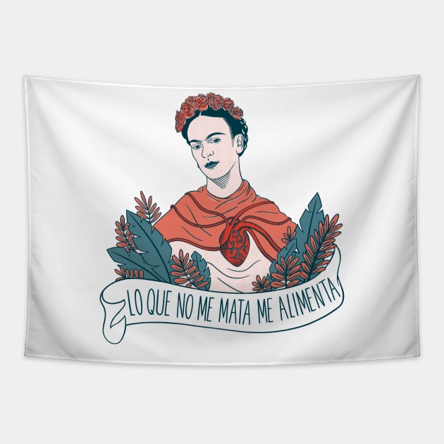 Lo que no me mata me alimenta - Frida Tapestry by olddesigntees