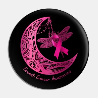 Henna Moon Dragonfly Breast Cancer Awareness Pin