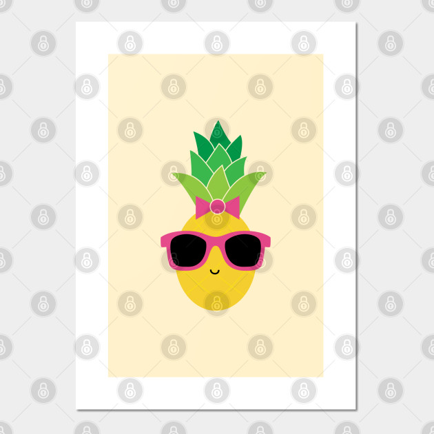 Smiling Pineapple in Sunglasses Art Print Poster 12x18