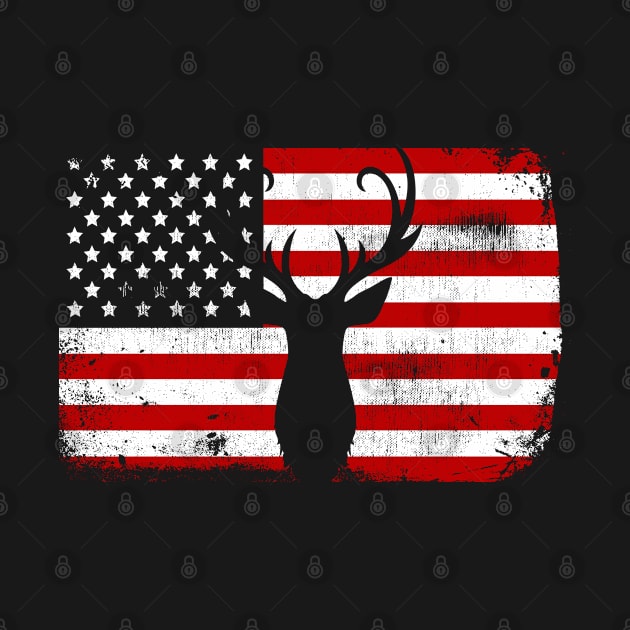 Deer Hunters Deer Skull on American Flag by Attia17