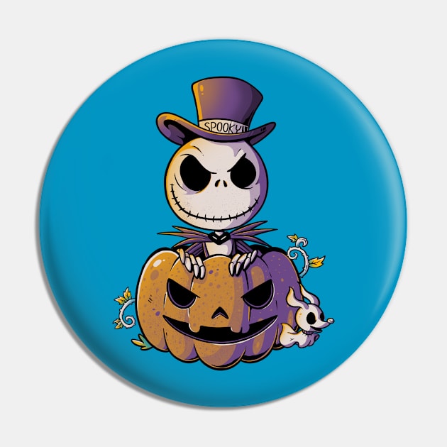 Spooky Jack Scary Pumpkin Halloween - Light Pin by eduely