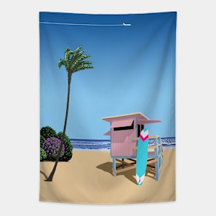 California, USA. Surf beach - City Pop art Tapestry