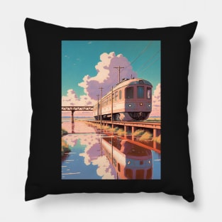 Retro Anime Style Old Japanese Train Pillow