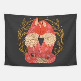 Red Fox Red Foxes Love Romantic Wedding Anniversary Tapestry