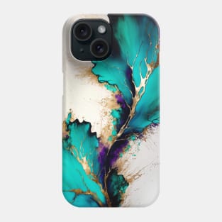 Turquoise Leaves - Abstract Alcohol Ink Resin Art Phone Case