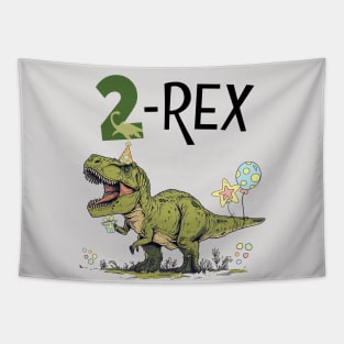 2 Rex Dinosaur Theme 2nd Birthday Party Tapestry