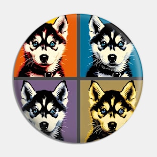 Pop Retro Siberian Husky Art - Cute Puppy Pin