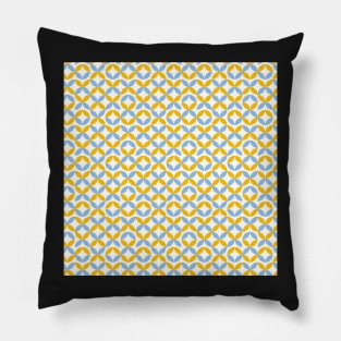 Semicircles light blue and yellow retro art pattern Pillow