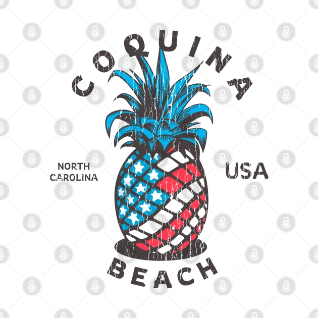 Coquina Beach, NC Summertime Vacationing Patriotic Pineapple by Contentarama