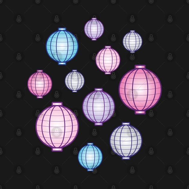 Lanterns | Mid Autumn Festival | Blue Pink Purple | Black by Wintre2