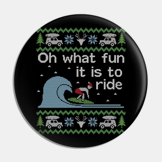 Ugly Christmas Sweater Fun to Ride Wave Surfing Pin by HolidayoftheWeek