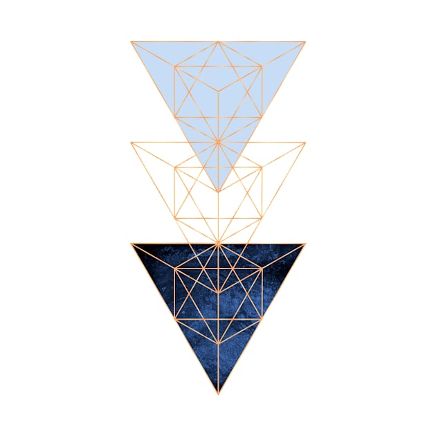 Geometric Triangles in Blue and Rose Gold by UrbanEpiphany