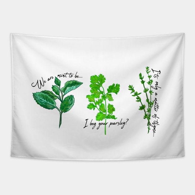 Funny Herbs Tapestry by Marike Korting Art