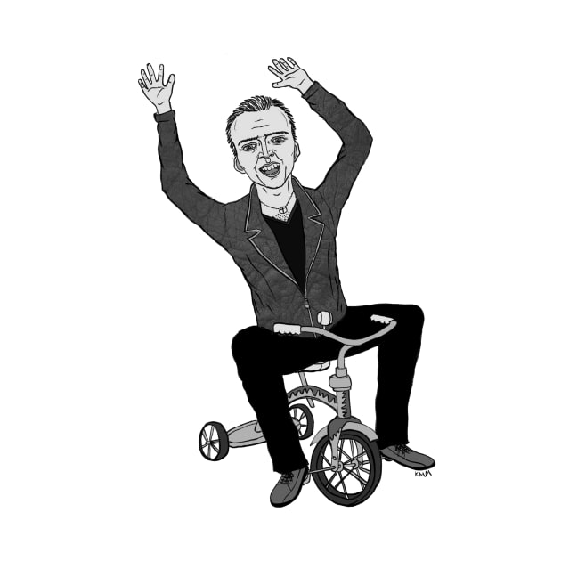 Nicolas Cage on a Tricycle by prettyprettyugly